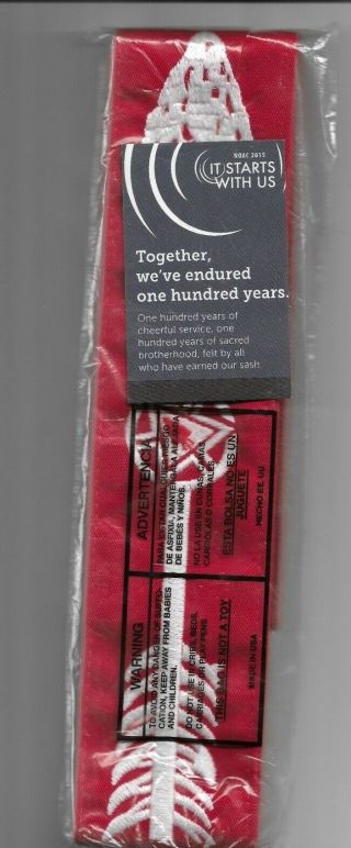 Boy Scout Oa Noac Red Sash 100 Years In Bag The Official One