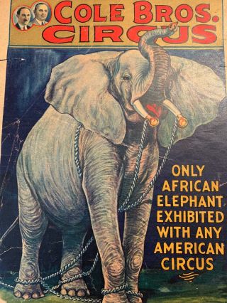 Orig 1930s Cole Bros Circus Program Clyde Beatty,  8 Performers Autographs