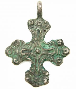 Ancient Rare Viking Kievan Rus Silver Cross Amulet Pendant 8 - 10th Ad