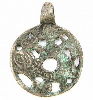 Ancient Rare Viking Kievan Rus Silver Savage Amulet Pendant 8 - 10th Ad