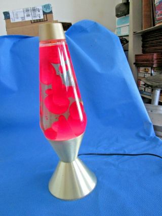Vintage 70s Large 16.  5 " Lava Lite Lamp " Starlite " Base Deep Red Wax Real Deal