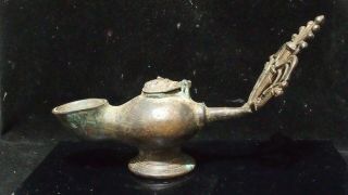 Antique Large Late Roman Early Byzantine Bronze Oil Lamp