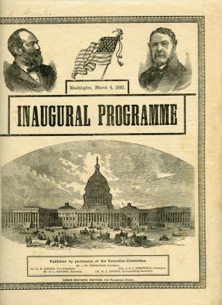 President Garfield Huge 1881 Inaugural Programme V.  P.  Arthur Political; Poem