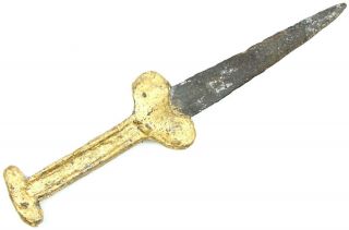 Ancient Rare Viking Scythian Gilding Bronze Iron Battle Short Sword 2 - 4 AD 2