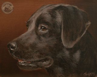 Black Labrador Retriever Dog Oil Painting By Leading Artist John Silver