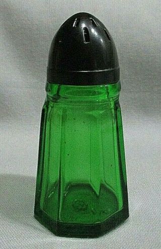 Vintage Owens Illinois Glass Green Depression Glass Salt Shaker Plastic Lid