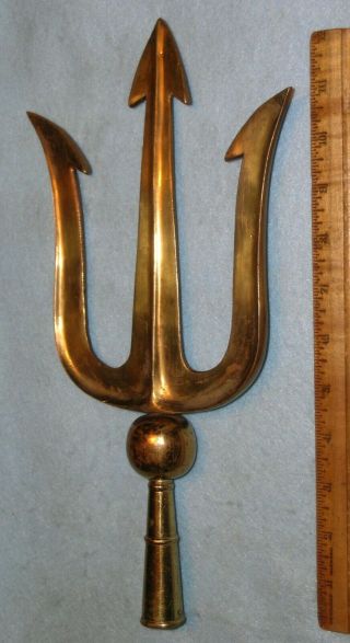 Vintage Brass Masonic Trident Pole Topper Mc Lilley