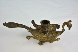 Vintage Brass Peacock Candlestick Holder Made In Italy
