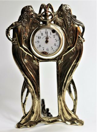 Antique Solid Brass Pocket Watch Holder In Art Nouveau Style
