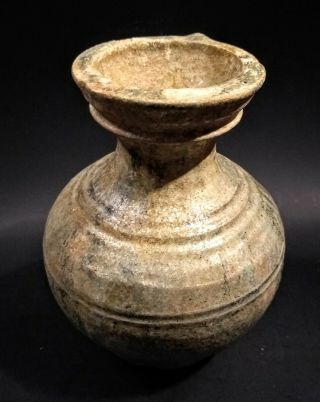 Ancient Han Dynasty Glazed Hu Vase - China - 206 Bc To 220 Ad