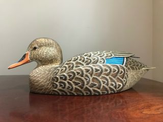 Vtg Solid Hand Carved Wooden Duck Decoy - Signed W.  Chenoweth 1989 & No.  40