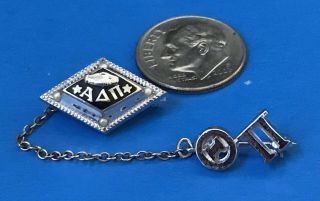 Alpha Delta Pi Sorority Sterling Silver Pearls 2 Piece Pin Back