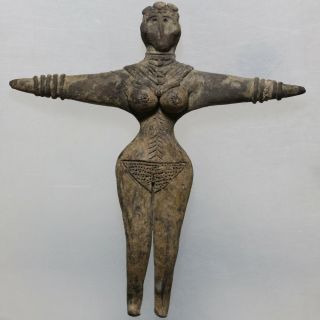 Ancient Syro - Hittite Ceramic Idol Female Statue Figure Circa 1200 Bc