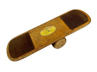 Vtg 1960s Bongo Board 34” W/ Block Wood Balance Skate Surf Trainer Game