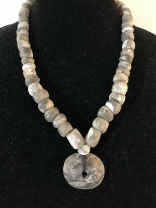 Pre - Columbian,  Mexico,  Mayan Stone Bead Necklace With Center Piece