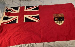 Vtg Canadian British Flag Union Jack Royal Standard Lions Dragon Angel Crest 60”
