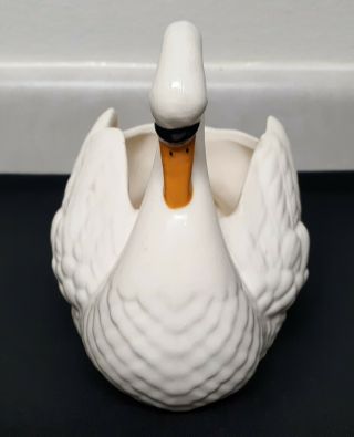 Vintage White Ceramic Swan Planter 6 