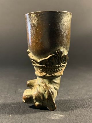 SCARCE ANCIENT CRUSADERS BRONZE WINE CUP DECORATED WITH TIGER HEAD CIRCA 1100 AD 3