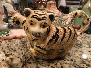 Adorable Vintage Tiger Teapot Jungle Spree (fitz And Floyd Style)