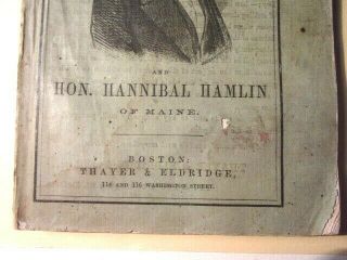 1860 ABRAHAM LINCOLN CAMPAIGN BOOK GREEN WRAPS 128 PPS BOSTON THAYER HAMLIN 1ST 3