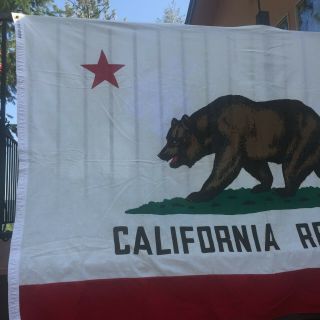 Vintage 5 ' x 7 1/2 ' Cotton Bunting California Republic Bear State Flag 3