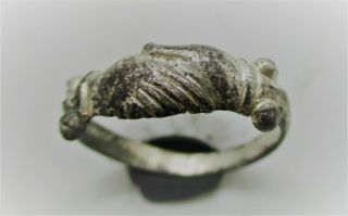 Detector Finds Late Medieval Silver Fede Clasped Hands Ring 1400 - 1500 Ad
