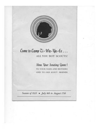 1935 Program Guide Camp Ti - Wa - Ya - Ee Holland N.  Y.  Erie County Council