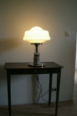 Lampe Vintage Ufo Opaline Glass Table Lamp Gaivota 1970s