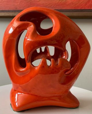 Vintage 60s Orange Maddux California Ceramic Pottery Ashtray Mid Century Modern 2