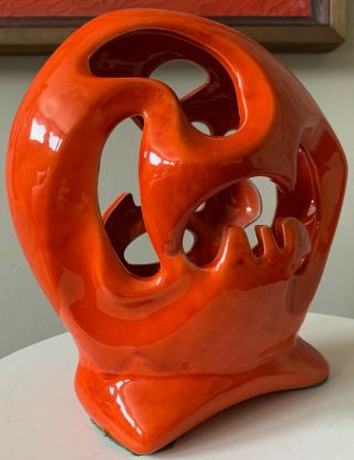 Vintage 60s Orange Maddux California Ceramic Pottery Ashtray Mid Century Modern 3