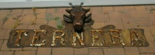 Large Antique Ternera Veal Beef Butcher Sign Bull Cow Head 3 D Restaurant Ranch