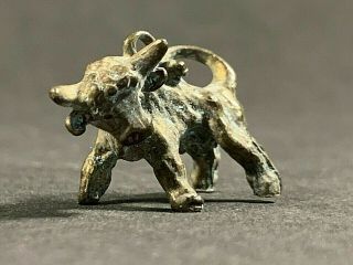 Ancient Roman Bronze Amulet Pendant Depicting Bull Animal Beast Circa 250 - 350 Ad