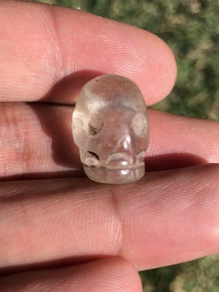 Pre - Columbian,  Mexico,  Aztec Crystal Rock Skull Bead,  Ca.  1400 - 1521 AD 2