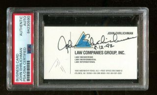 John Ehrlichman Signed Business Card Autographed Nixon Counsel Watergate Psa/dna