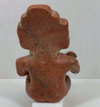 columbia mexican mayan aztec pottery red clay sitting native man with rattle 3