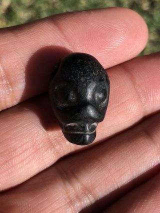 Pre - Columbian,  Mexico,  Aztec Stone Skull Bead,  Ca.  1400 - 1521 AD 3