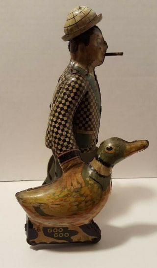 Vintage Joe Penner & His Duck Goo - Goo - Tin Wind - Up Toy by Louis Marx 3