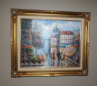 Vtg Painting Oil On Canvas Paris Impressionist Signed