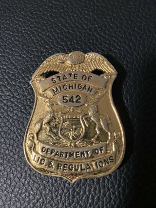 Michigan State Badge Department Of Licensing And Regulations Police Obsolete