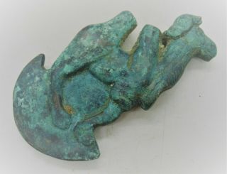 Rare Ancient Bactrian Near Eastern Bronze Axe Head Camel Terminal Ca 200bce