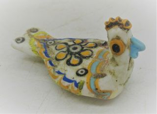 Circa 500 Bce Ancient Phoenician Mosaic Glass Bird Bead Statue Pendant