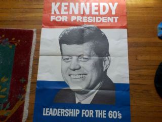 John F Kennedy For President Campaign Political Poster Leadership 28 " X 40 "