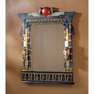24.  5 " Ancient Egyptian Revival Wadjet Cobra Goddess Wall Mirror With Sconces