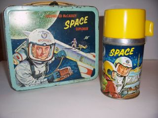 Vintage 1960 Colonel Ed Mccauley Lunch Box & Thermos Us Air Force Space Explorer