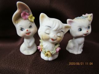 Vintage Set Of 3,  Bone China Miniature Kitty Cats Figurines