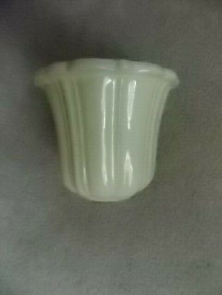 Vintage Pale Yellow Pottery Planter 5 " High Scalloped Edging No Markings