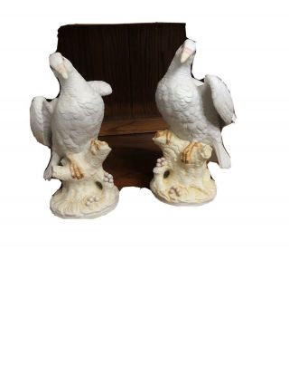 Large Vintage Lefton China Ceramic Dove Figurines Hand Painted Kw5447 - 8 - 1/2 "