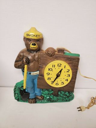 Vintage Smokey The Bear Advertising Ge Clock Us Forest Service Fire Sign
