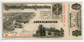 1896 Republican National Convention Ticket Day 1 William Mckinley 25th President