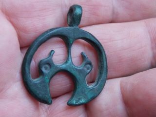 Rare Circa 900 - 1100 Ad Viking Era Norse Bronze Raven Amulet Wearable